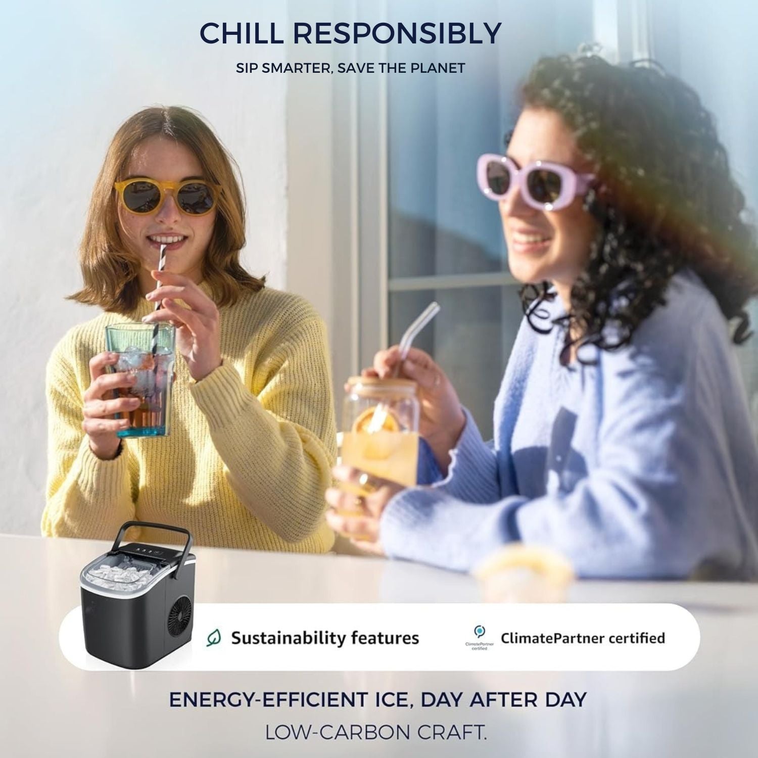 Portable Ice Machine with Handle – Fresh Ice in 6 Minutes