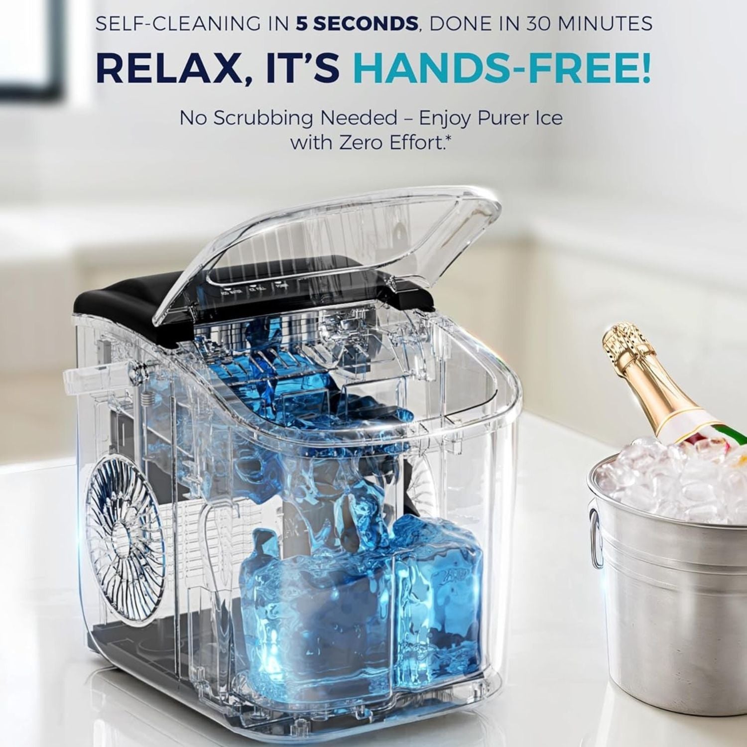 Portable Ice Machine with Handle – Fresh Ice in 6 Minutes