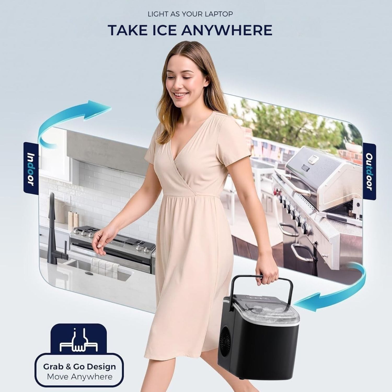 Portable Ice Machine with Handle – Fresh Ice in 6 Minutes