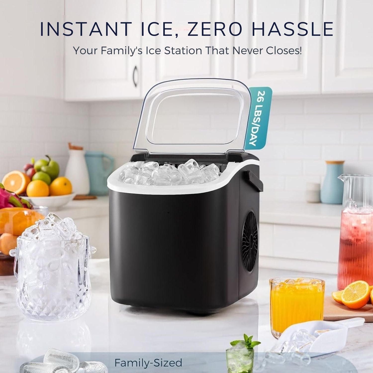 Portable Ice Machine with Handle – Fresh Ice in 6 Minutes