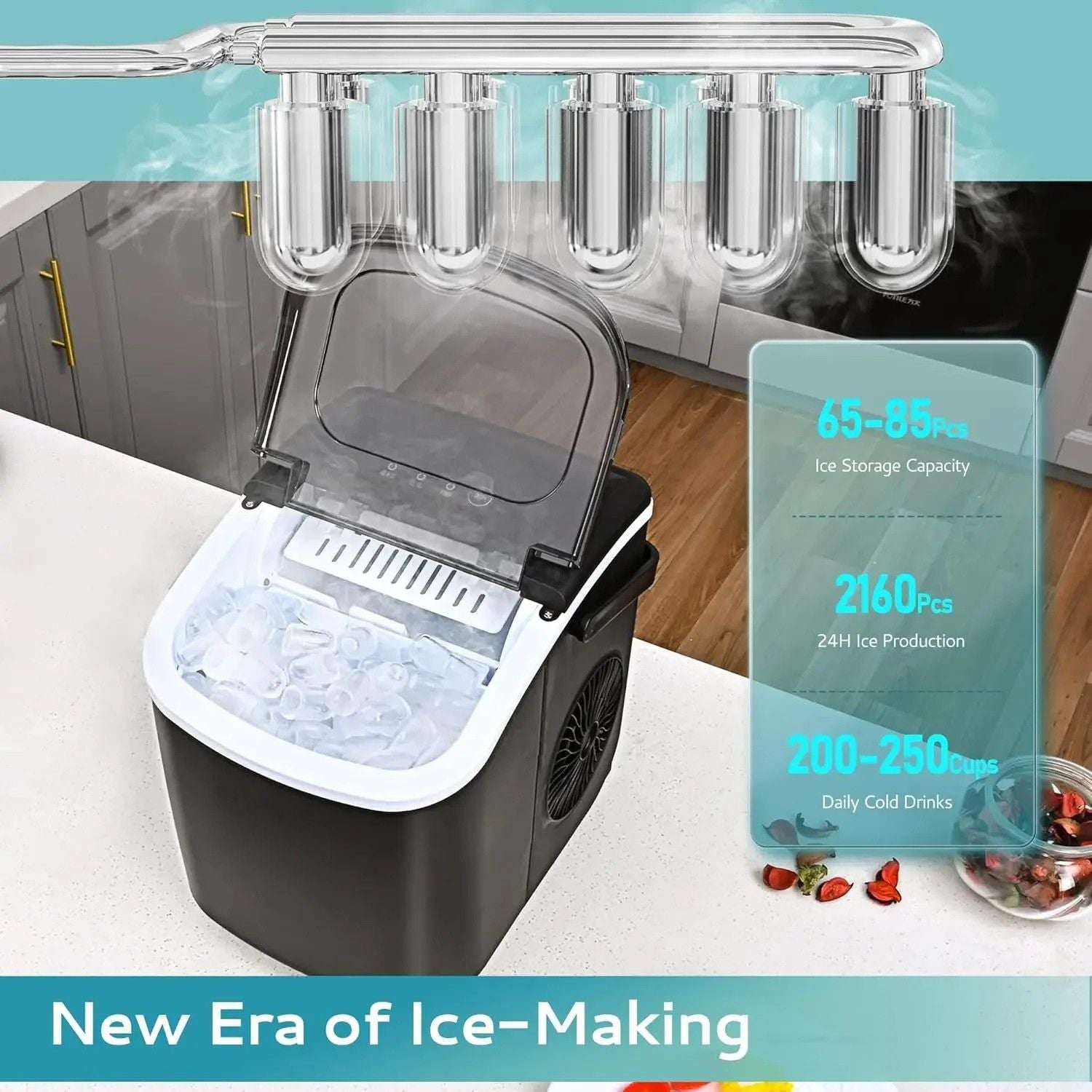 Portable Ice Machine with Handle – Fresh Ice in 6 Minutes
