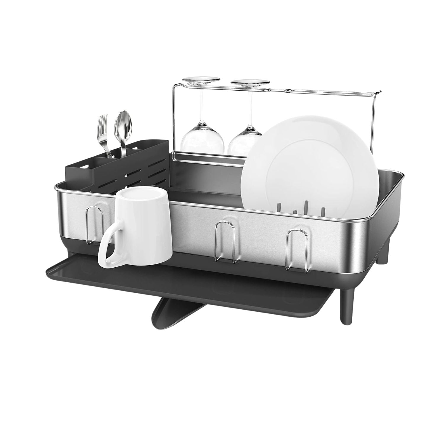 Premium Stainless Steel Dish Drying Rack - Rustproof & Compartments