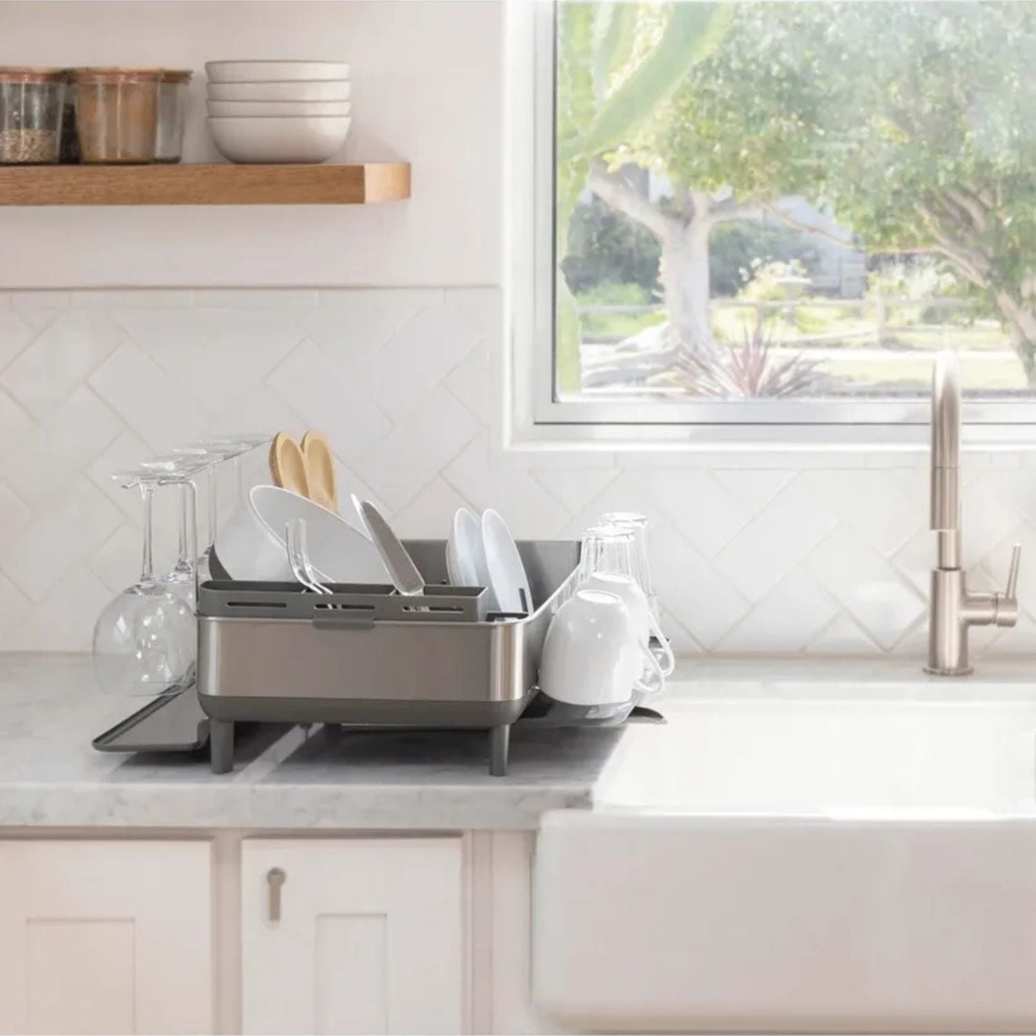 Premium Stainless Steel Dish Drying Rack - Rustproof & Compartments