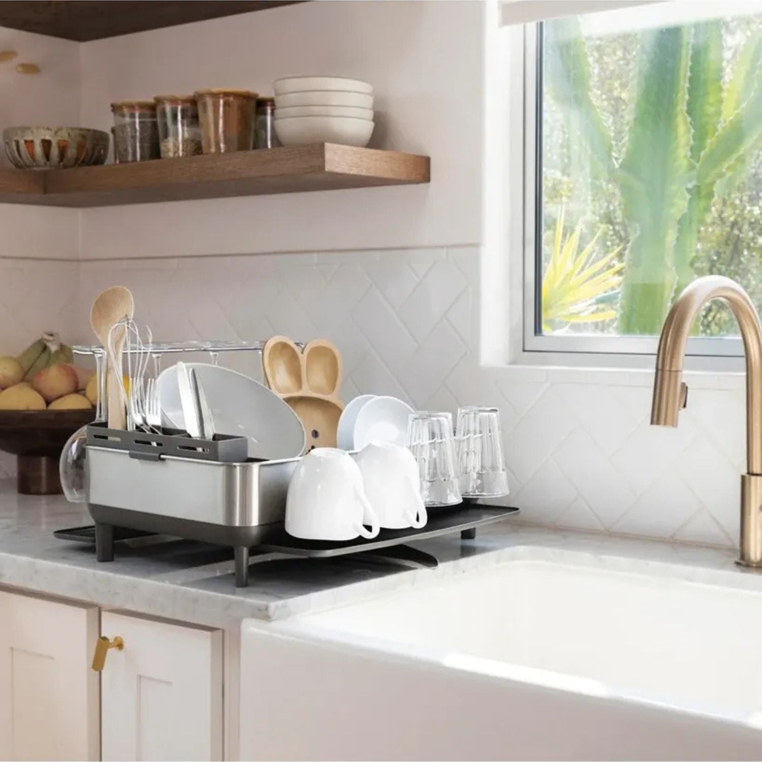 Premium Stainless Steel Dish Drying Rack - Rustproof & Compartments