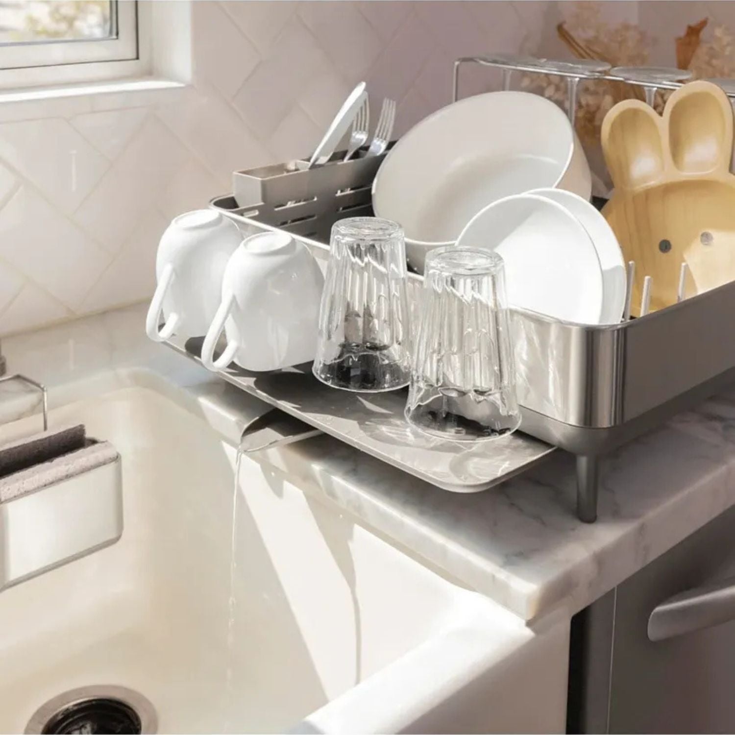 Premium Stainless Steel Dish Drying Rack - Rustproof & Compartments