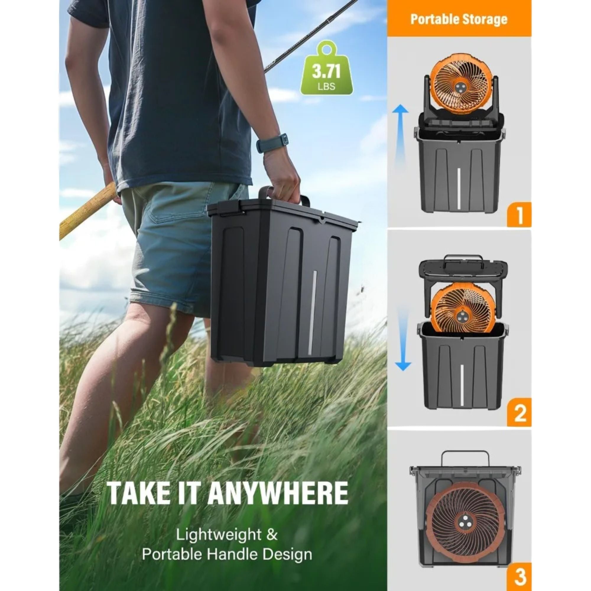 Rechargeable Misting Fan -  Patio, Tent, and Beach