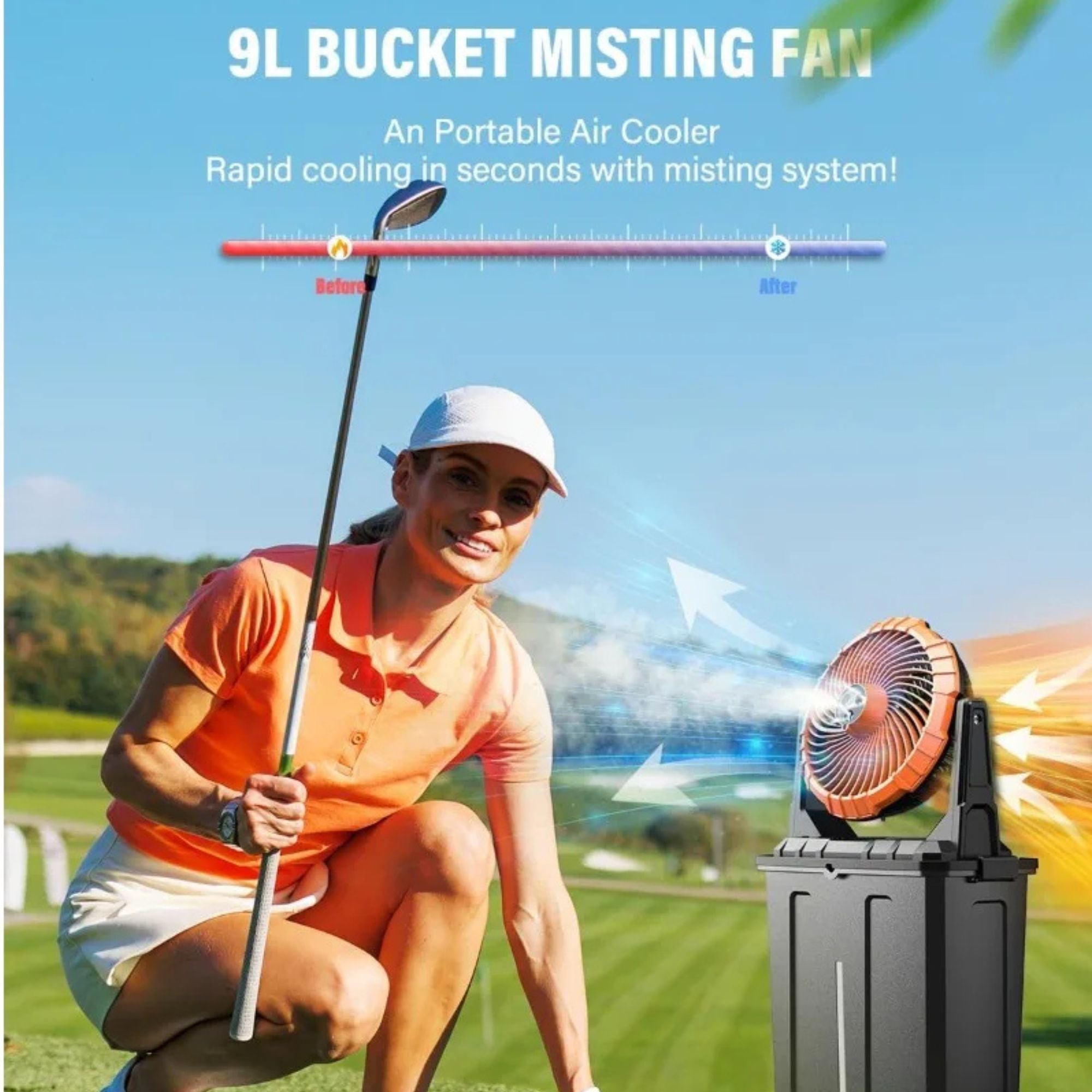 Rechargeable Misting Fan -  Patio, Tent, and Beach