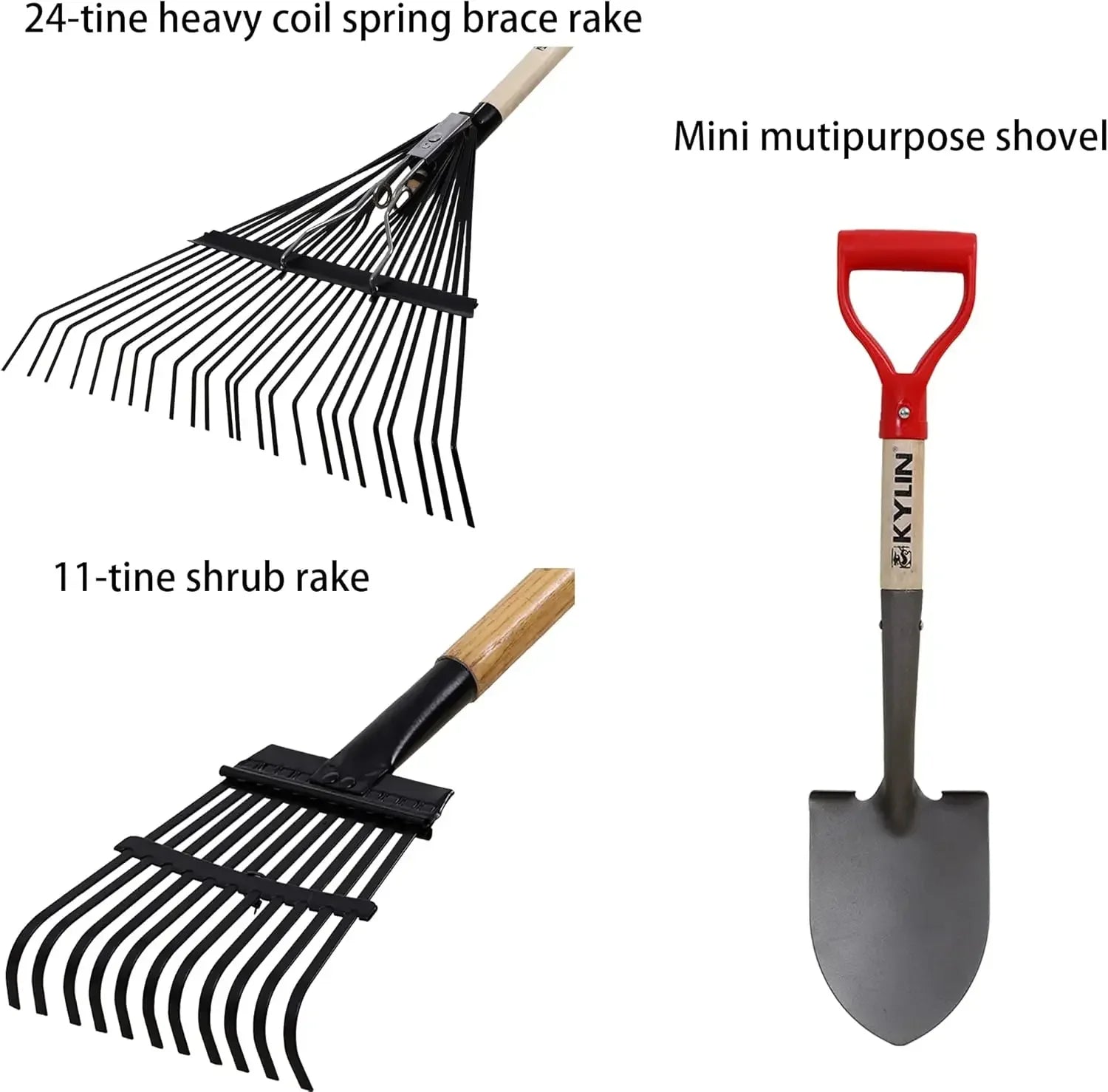 7-Piece Garden Tool Set for Women – Shovel, Rake & Hoe Kit with Long Wooden Handles, High-Carbon Steel Heads, Ideal Gardening Gift