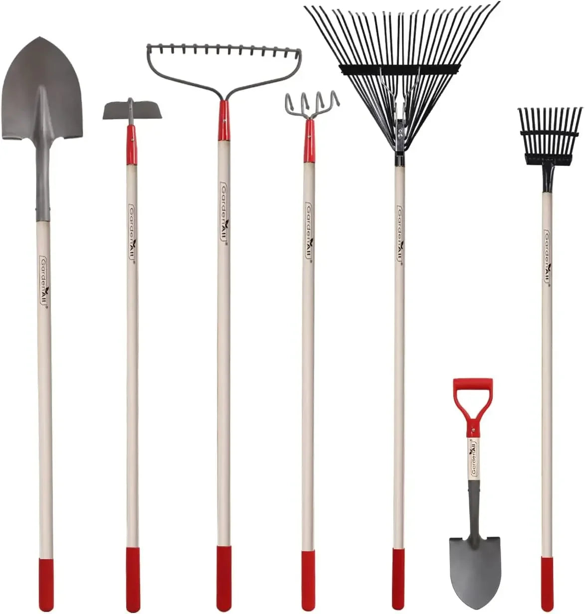 7-Piece Garden Tool Set for Women – Shovel, Rake & Hoe Kit with Long Wooden Handles, High-Carbon Steel Heads, Ideal Gardening Gift