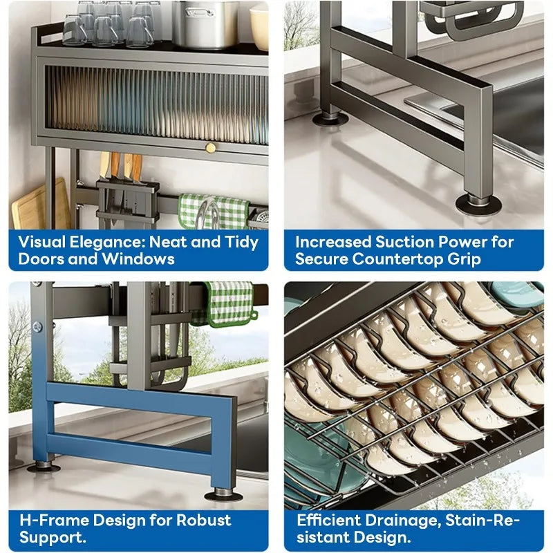 Dish Drying Rack with Cover – Space-Saving Organizer