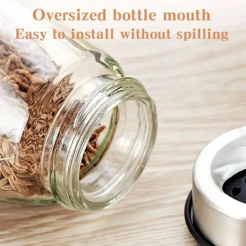 Elegant Kitchen Spice Rack Set – Glass Jars & Rotating Base