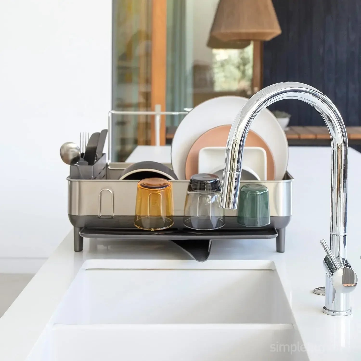 Premium Stainless Steel Dish Drying Rack - Rustproof & Compartments