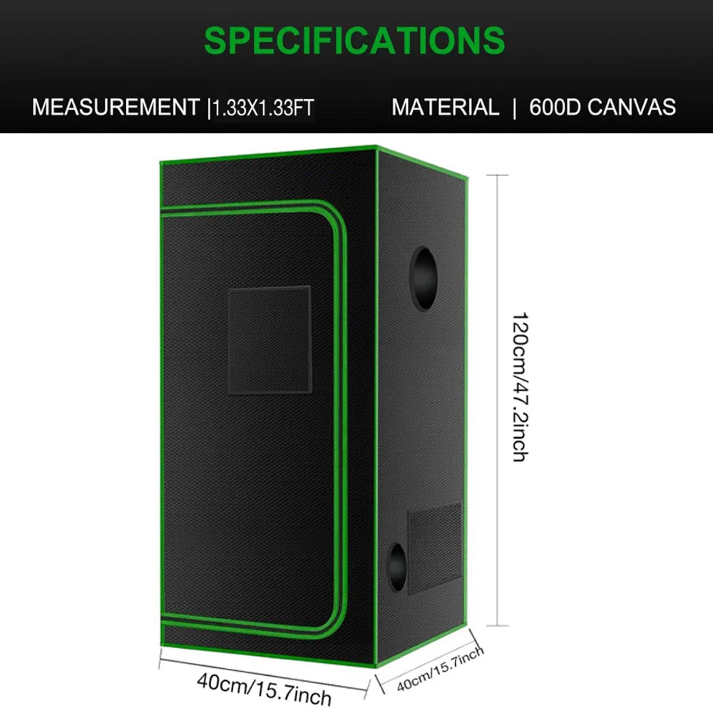 Premium Grow Tent 16"x16"x48" – High Reflective Mylar Indoor Hydroponic Grow Box with Multi-Chamber, Observation Window & Floor Tray