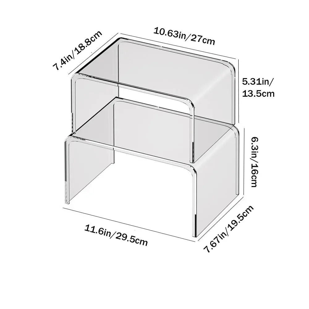 Clear Cabinet Organizer Shelf – Set of 2 Stackable Pantry & Kitchen Countertop Shelves