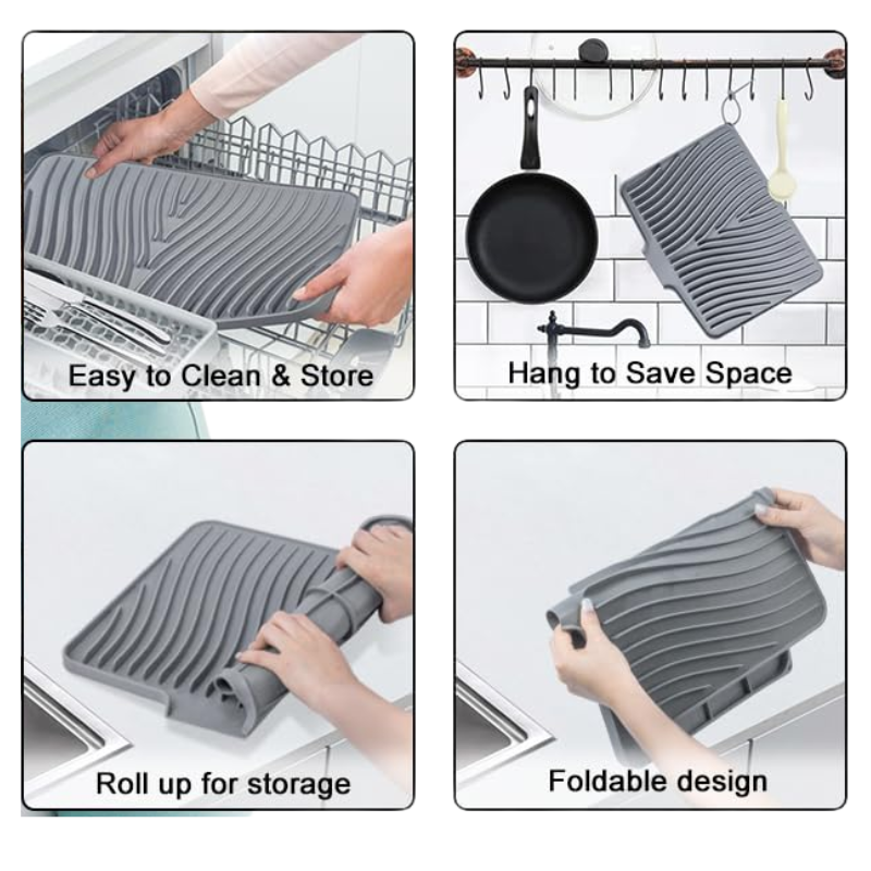 Silicone Dish Drying Mat  – Heat Resistant Sink Drainer