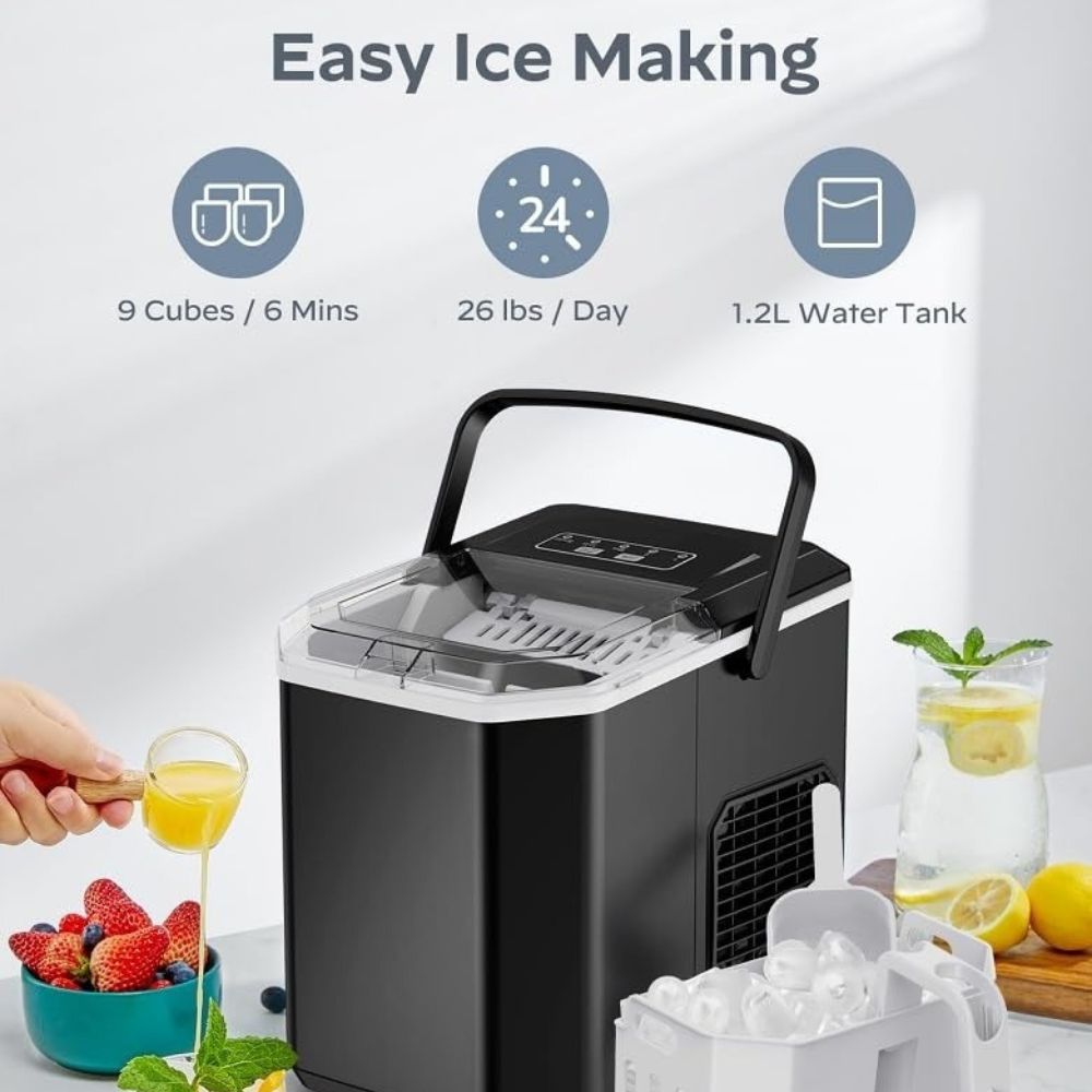 Space-Saving Ice Machine – Ideal for Kitchen, Office, or Travel