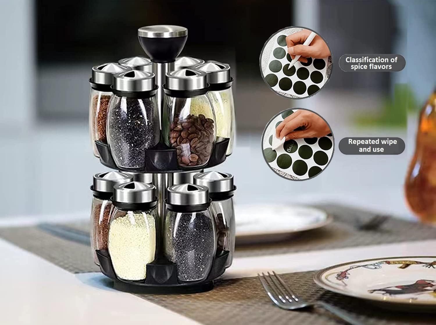 Spinning Spice Rack Organizer – 12 Jar Seasoning Holder