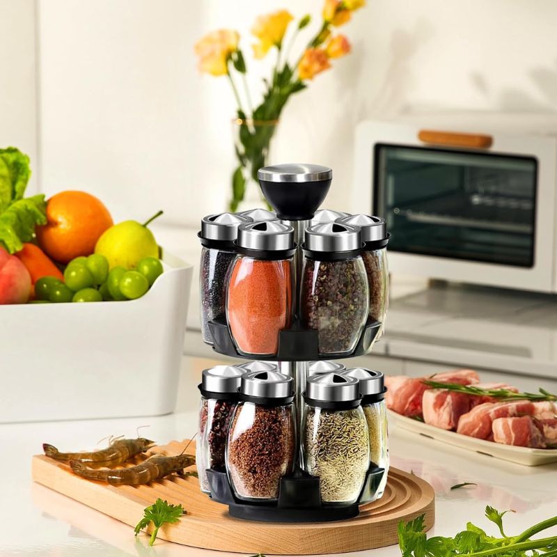 Spinning Spice Rack Organizer – 12 Jar Seasoning Holder