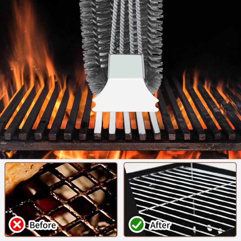 Stainless Steel Grill Brush & Scraper – BBQ Cleaner for All Grills