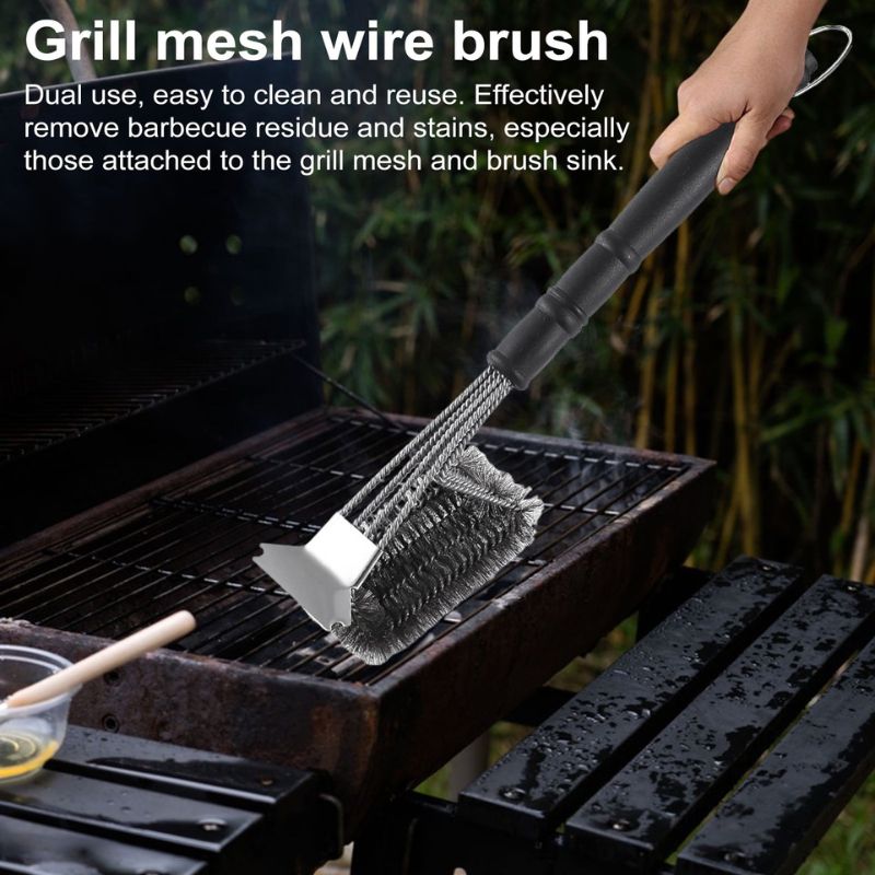 Stainless Steel Grill Brush & Scraper – BBQ Cleaner for All Grills