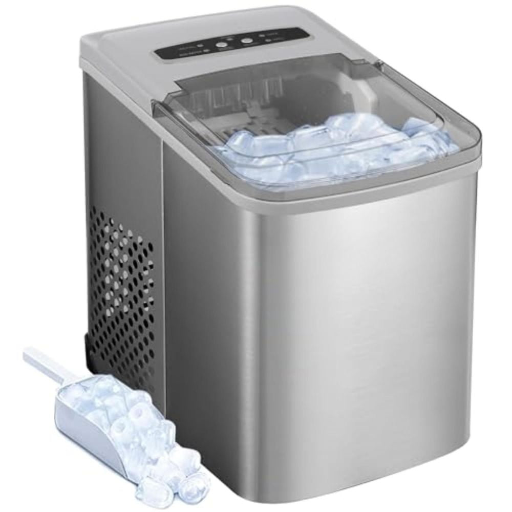 Stainless Steel Ice Maker –  Dual Size Cubes, Easy Controls