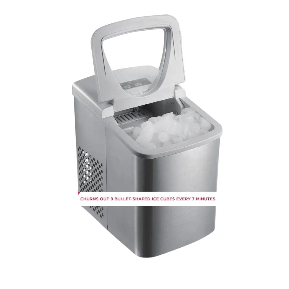 Stainless Steel Ice Maker –  Dual Size Cubes, Easy Controls