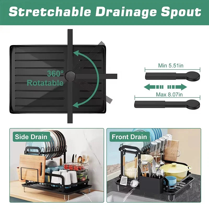 Tableware Dish Drying Rack with Drainboard – Kitchen Organizer