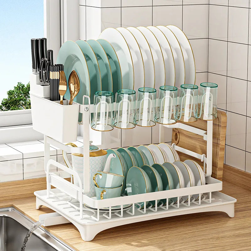 Tableware Dish Drying Rack with Drainboard – Kitchen Organizer
