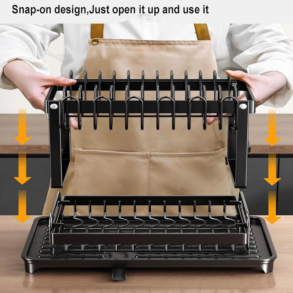 Tableware Dish Drying Rack with Drainboard – Kitchen Organizer