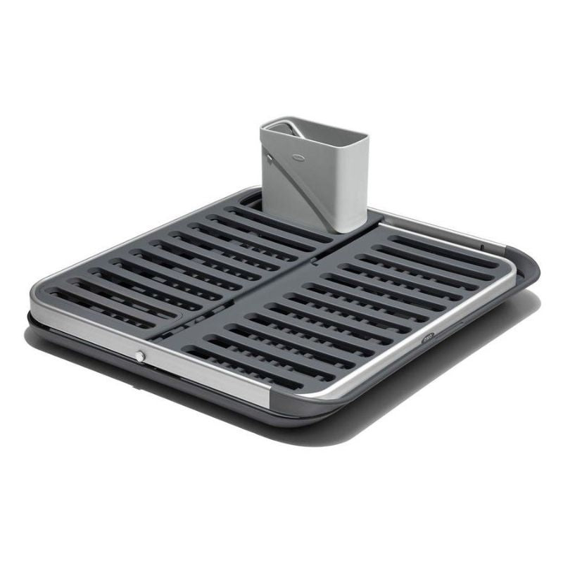Two Tier Rustproof Aluminum Dish Rack-  with Removable Utensil Holder
