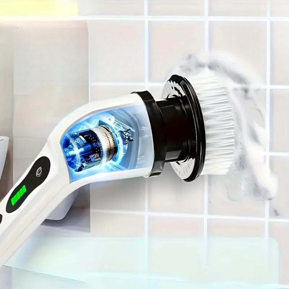 Wireless Electric Rotary Cleaning Brush – 9 Heads, Adjustable Handle