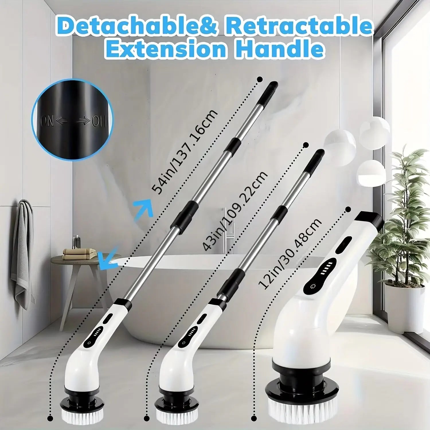 Wireless Electric Rotary Cleaning Brush – 9 Heads, Adjustable Handle