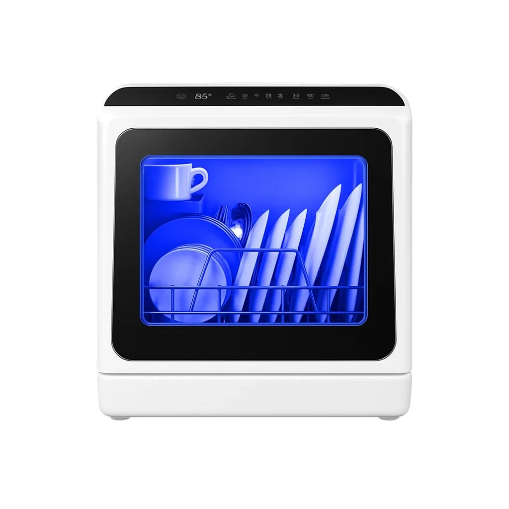 Countertop Portable Dishwasher – 5L Compact Dishwasher with LED Light, 6 Wash Modes & Dual Water Supply for Small Kitchens
