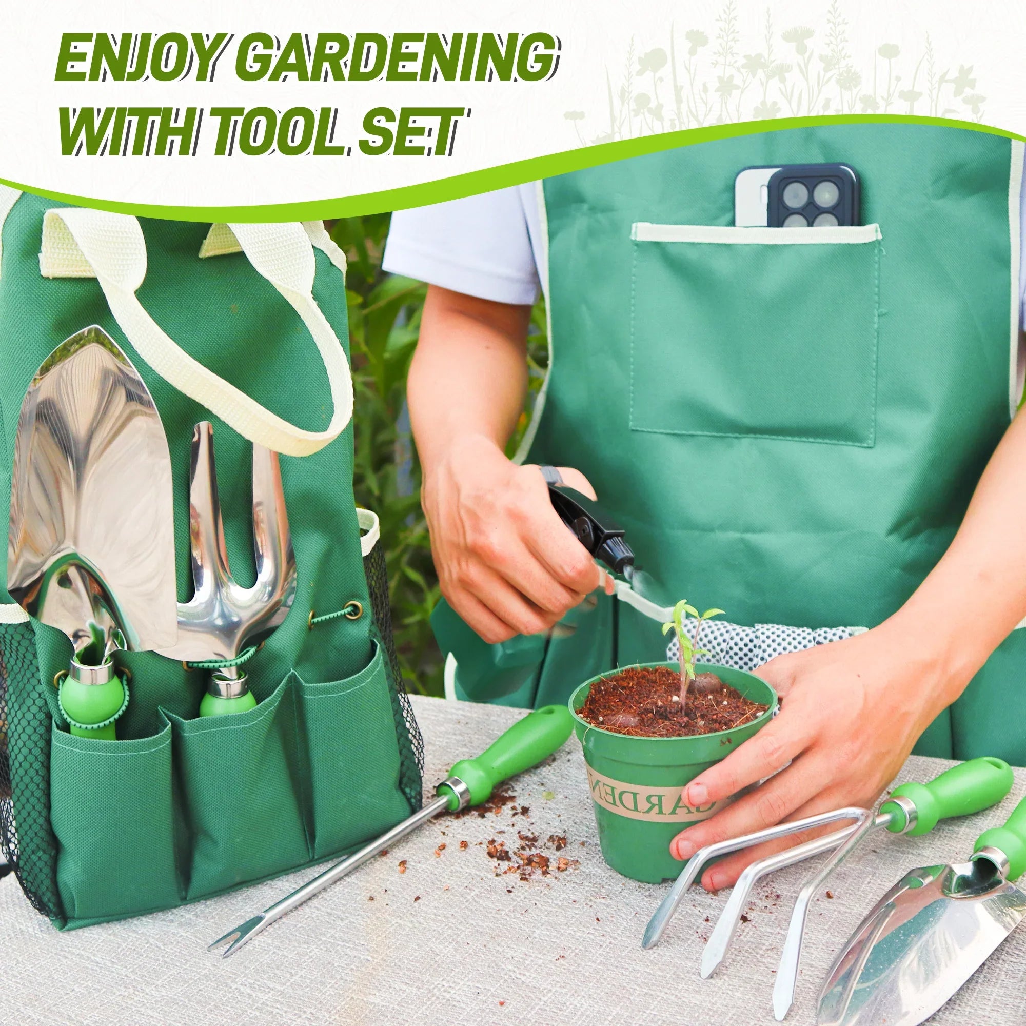 11 Piece Garden Tool Set |  with Organizer Bag