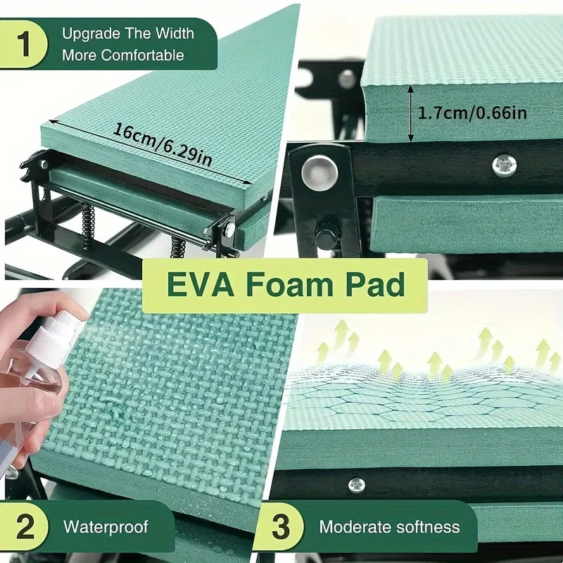 2 in 1 Garden Kneeler & Seat - with Foam Pad and Tool Pouch