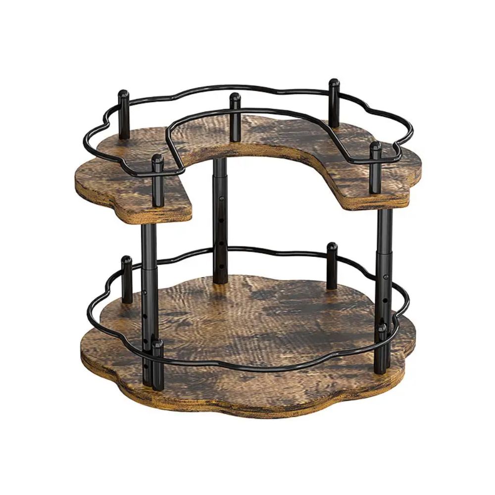360° Rotating Wooden Spice Rack – Kitchen Organizer for Oil, Salt & Soy Bottles