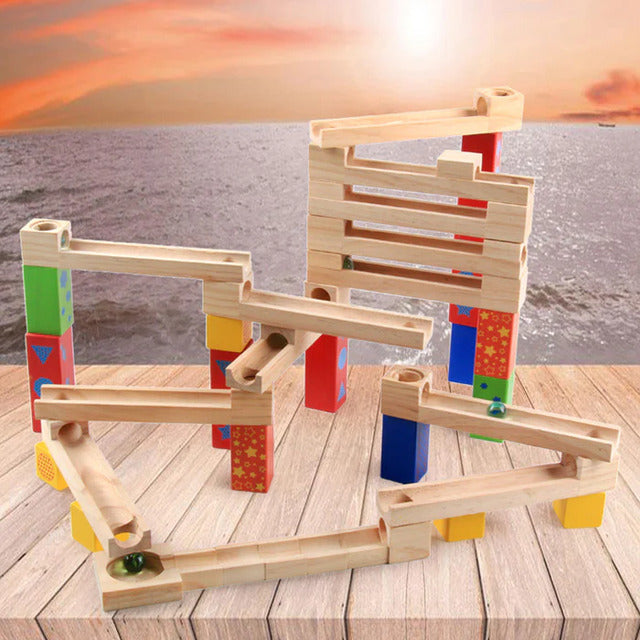 Wooden Marble Run Game –  Educational Marble Construction Toy for Kids