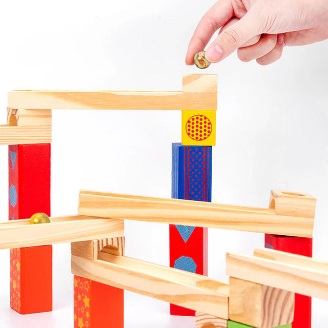 Wooden Marble Run Game –  Educational Marble Construction Toy for Kids