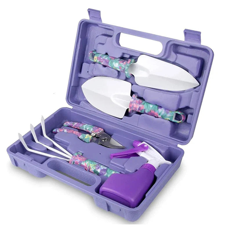 5 pcs Floral Print Garden Tool Set – Pruner, Shears & Sprayer