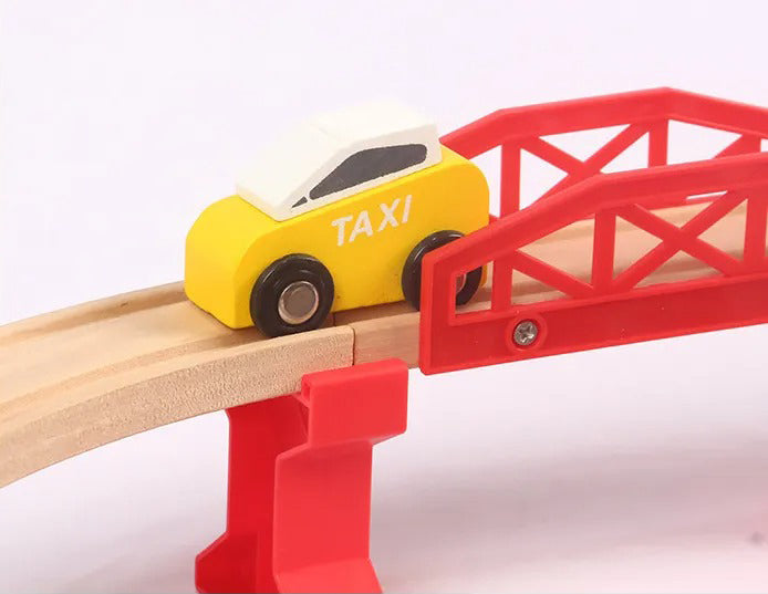 Wooden Train Set with Tracks & Station 88-Pieces – Compatible with Thomas Electric Train for Kids 3+