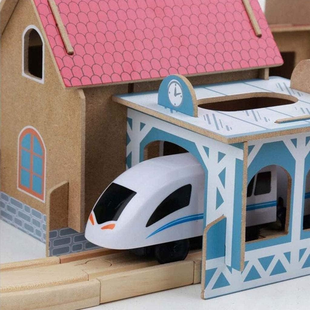 Wooden Train Set with Tracks & Station 88-Pieces – Compatible with Thomas Electric Train for Kids 3+