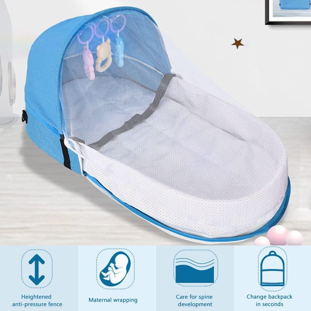 Cozy Baby Travel Cot with Toy – Soft Portable Bed with Mosquito Net