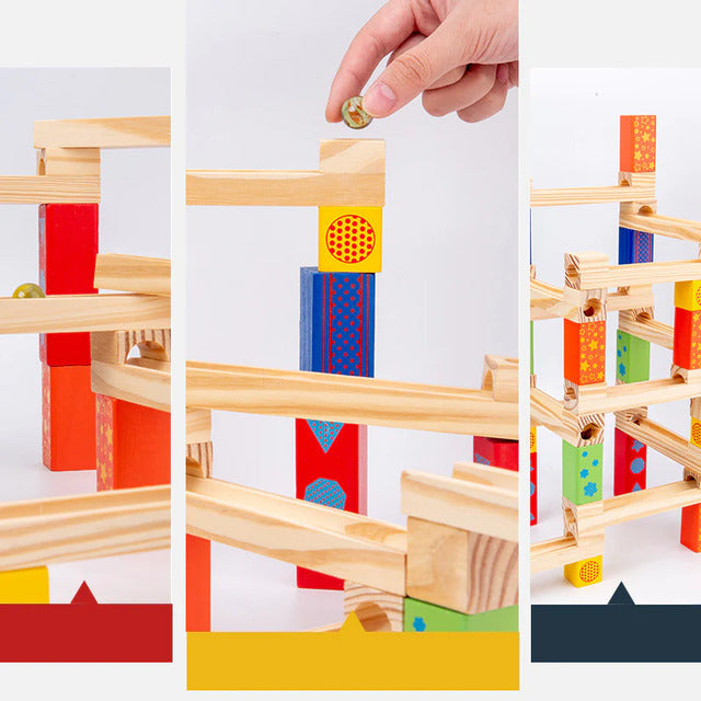 Wooden Marble Run Game –  Educational Marble Construction Toy for Kids