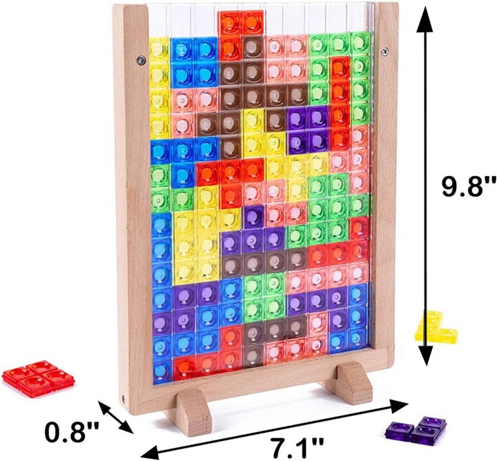 Wooden Tetris Puzzle Game – Colorful 3D Brain Teaser & Montessori Toy for Kids