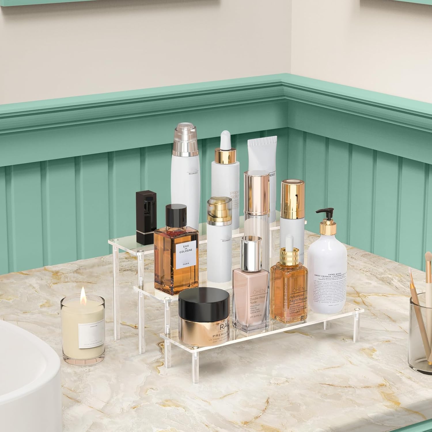 3-Tier Acrylic Display Riser Stand – Perfume, Dessert & Figure Organizer