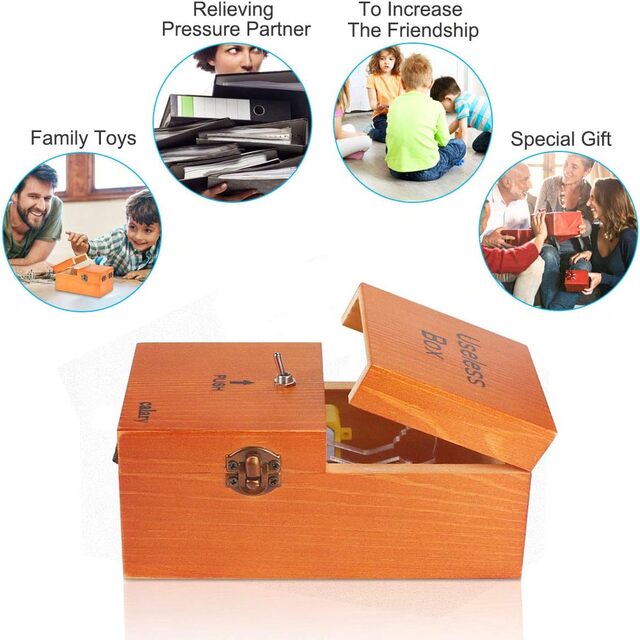 Wooden Useless Box Toy – Fun Surprise Gift for Kids & Adult