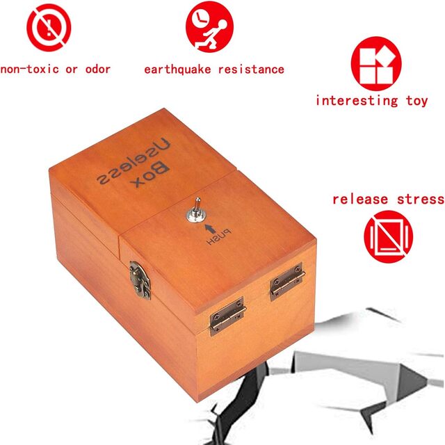 Wooden Useless Box Toy – Fun Surprise Gift for Kids & Adult