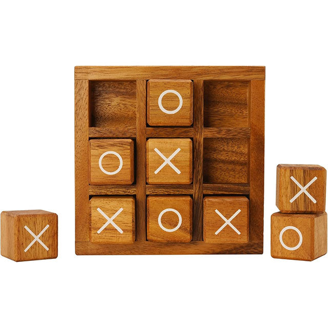 Wooden Tic Tac Toe Board Game – Classic XO Blocks for Kids & Adults