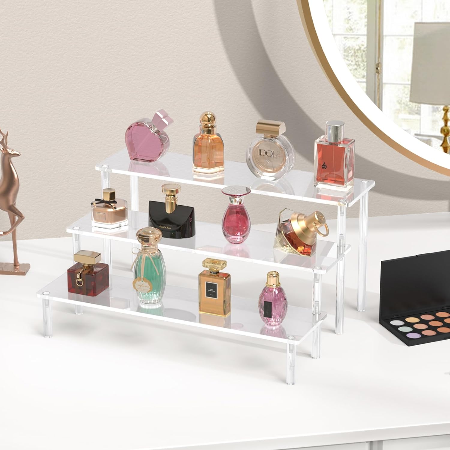3-Tier Acrylic Display Riser Stand – Perfume, Dessert & Figure Organizer
