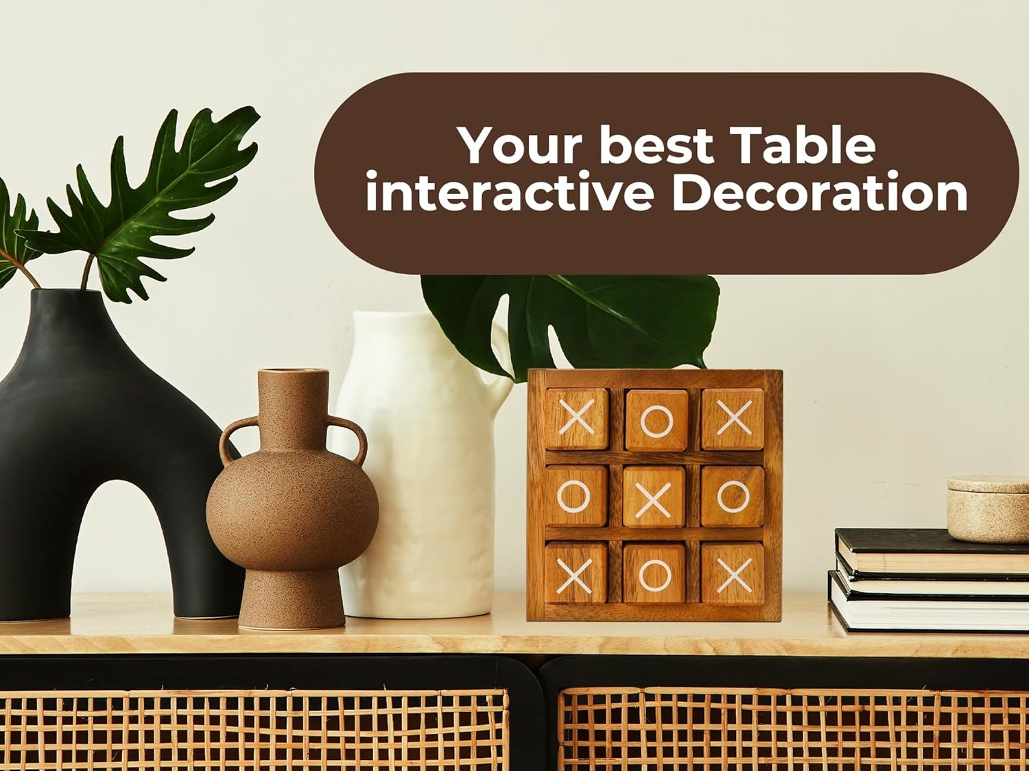 Wooden Tic Tac Toe Board Game – Classic XO Blocks for Kids & Adults